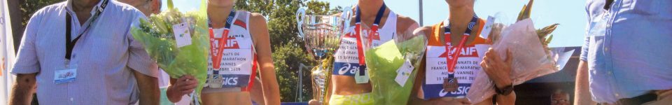 Le podium chez les femmes avec Anne Le Cunuder, sacrée vice-championne de France du semi-marathon.
